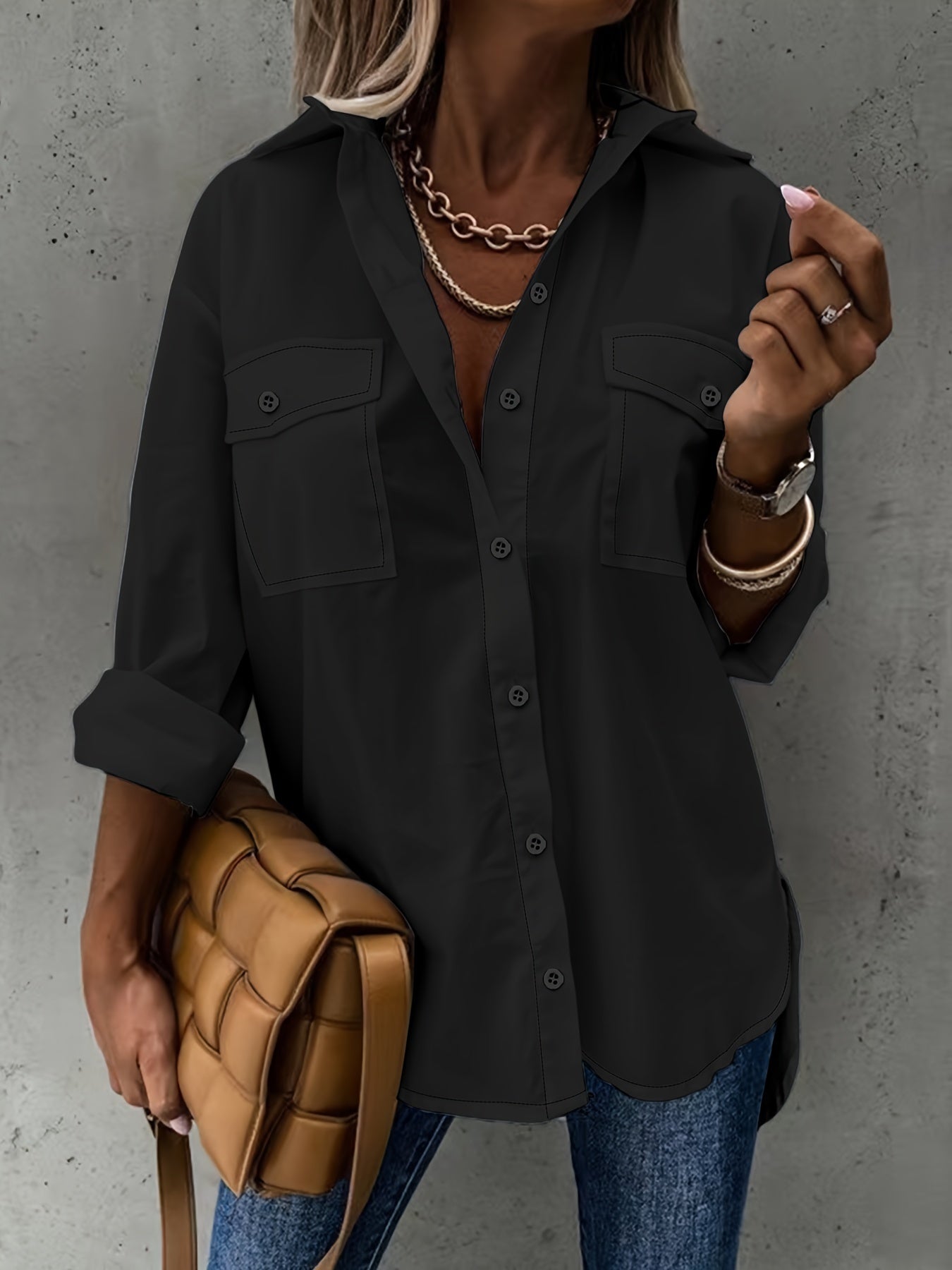 Large Size Two-piece Set Women's Long Sleeve Casual Shirt