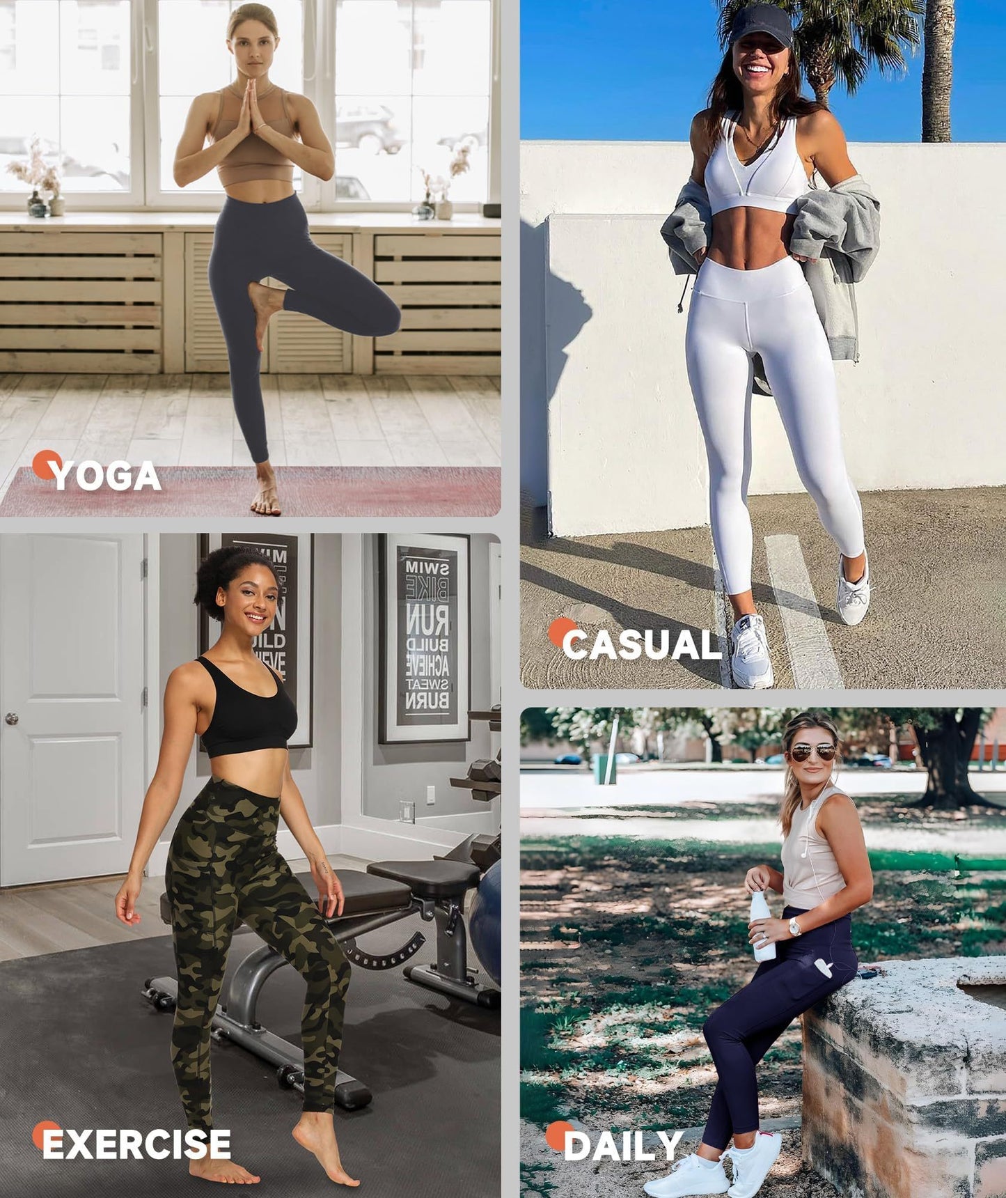 Leggings - Cropped High-waisted Solid Color Medium Bean Paste