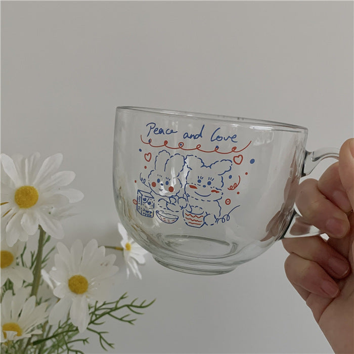 Large Capacity Bring A Glass Breakfast Milk Cup Japanese Girl Cup