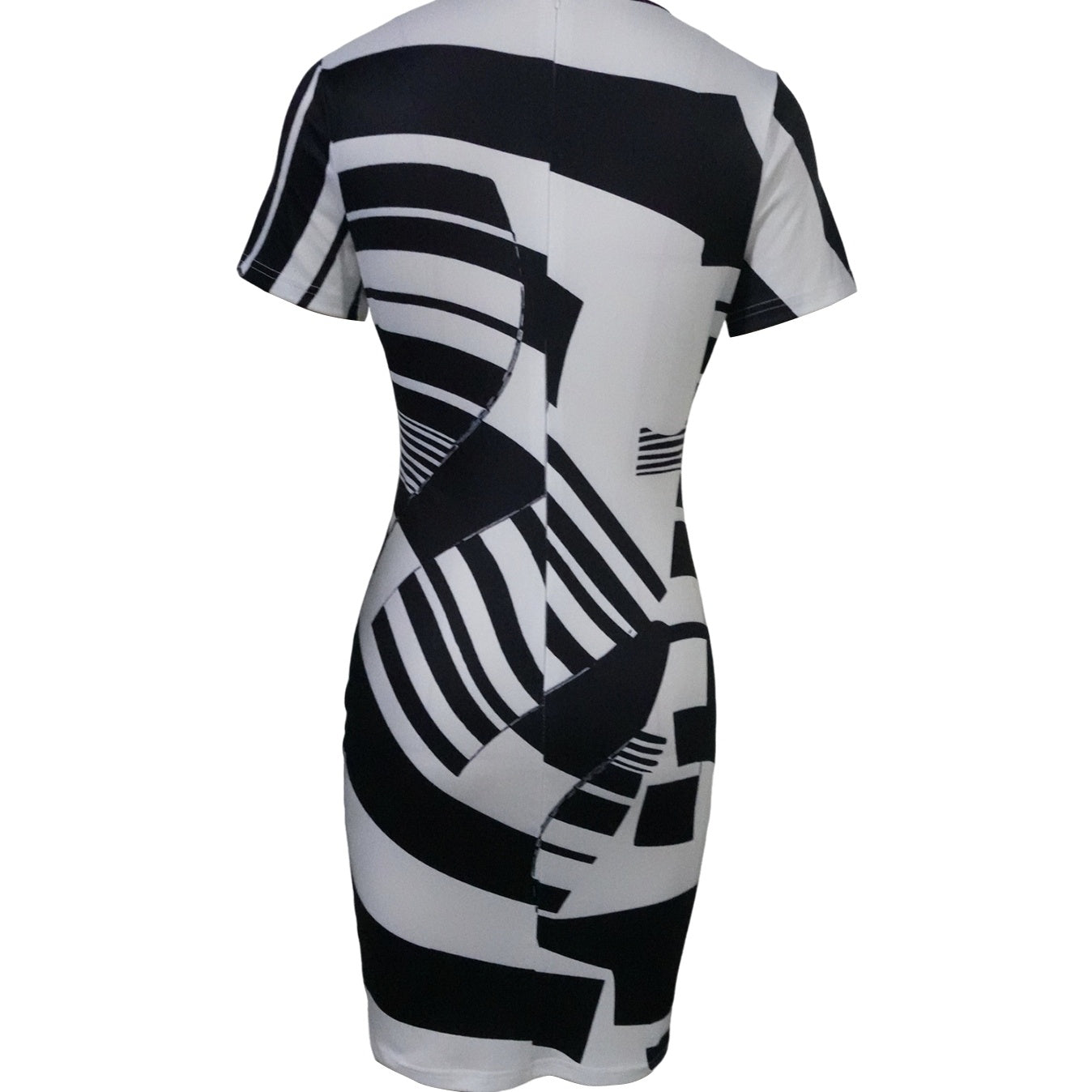Ladies' Round Neck Printed Waist Cinching Slimming And Hip Hugging Dress