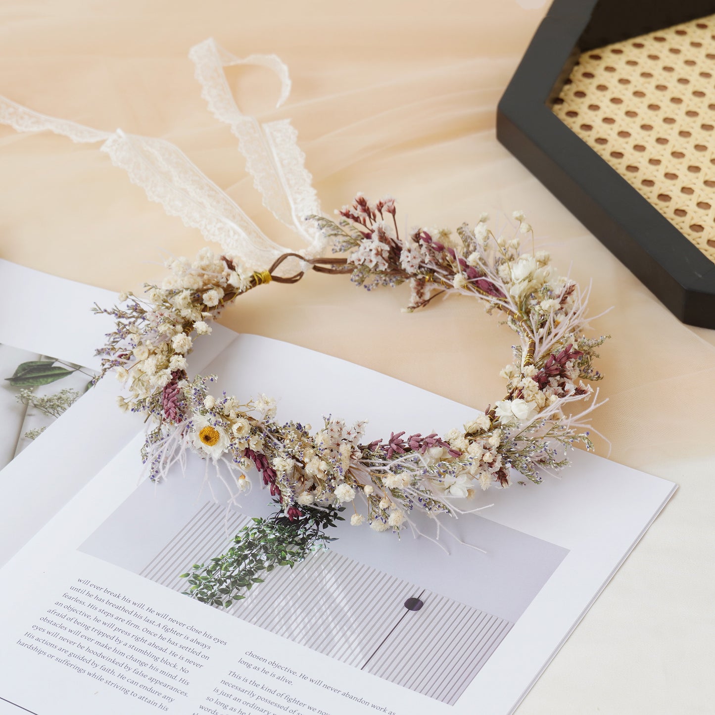 Baby Breath Crown, Dried Crown, Bride Crown, Wedding Crown, Daily Crown, Party Crown, Birthday Crown.