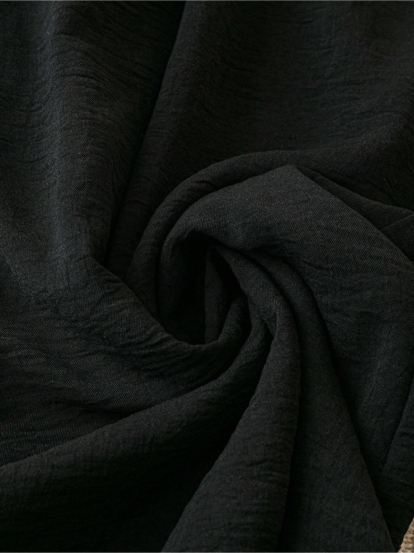 Women's Plus Size Teacher Pants - Black Straight-Leg Trousers With Pockets, Elastic Waistband With Wooden Button Decor, Soft Comfortable Fabric, Multifunctional Daily Wear