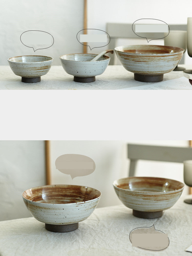 Personalized Rice Bowls Retro Stoneware Dishes Homestay Cooking Tableware