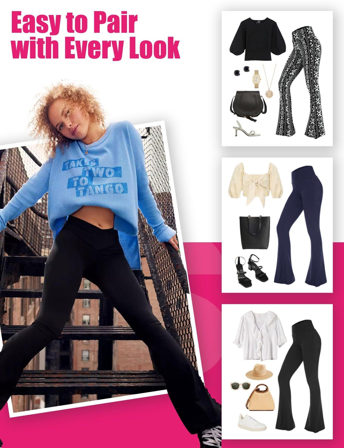 Flared Pants - Cropped Cross Waist Pockets Polyester Double Mill 2 Coffee Light Apricots