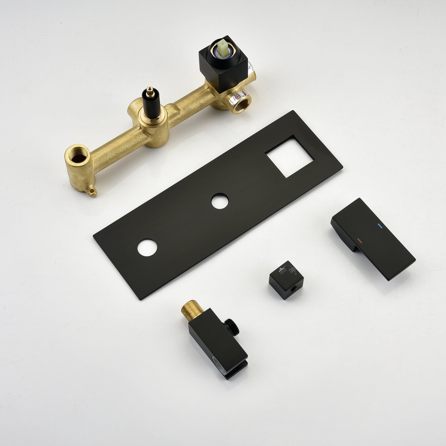 Brass Matte Black Shower Faucet With Shower System, 10 Inch Shower Head And Handheld Spray Bathroom Deluxe Faucet Combination