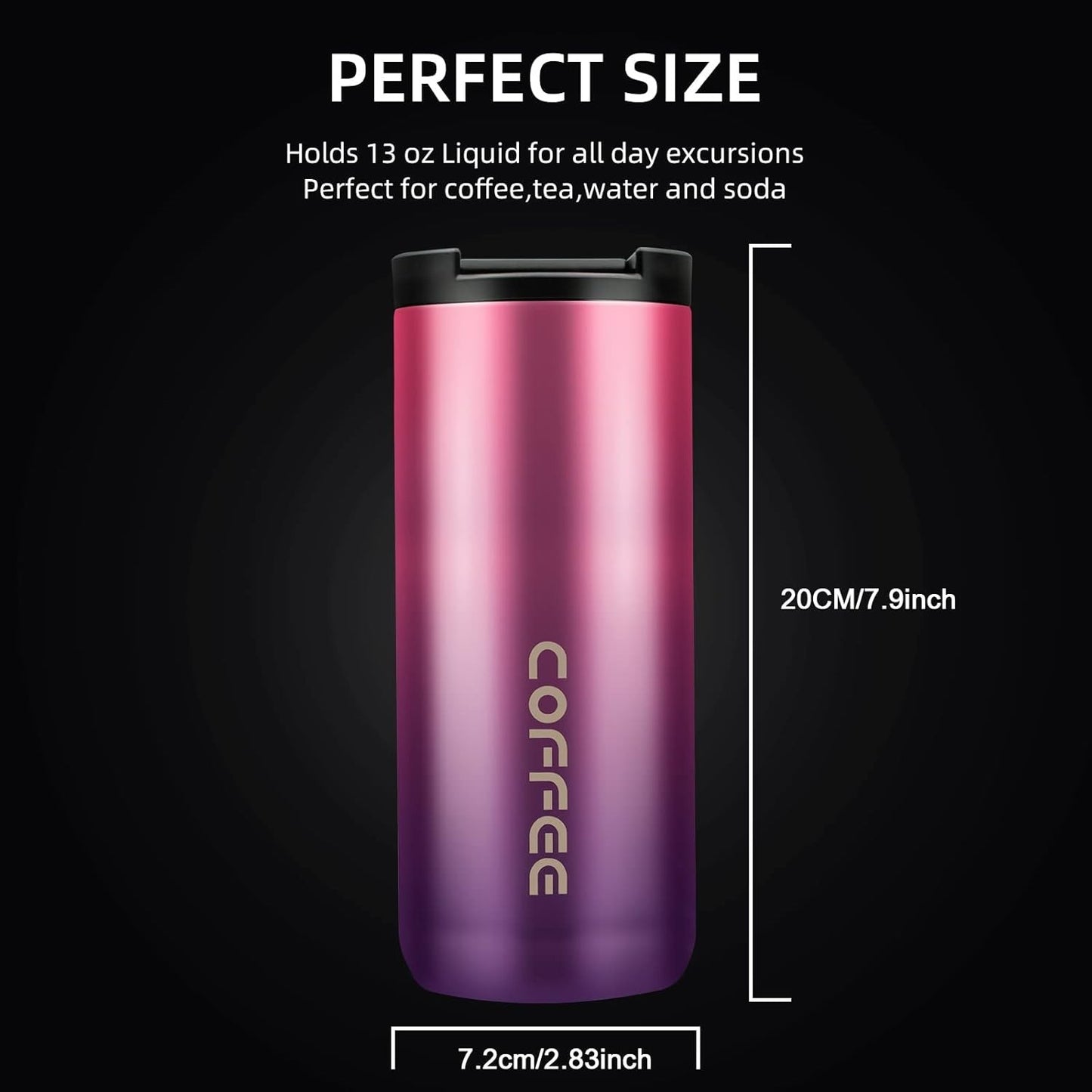 Thermal Travel Coffee Mug Cup Hot Warm Insulated Drinks Thermal Flask UK