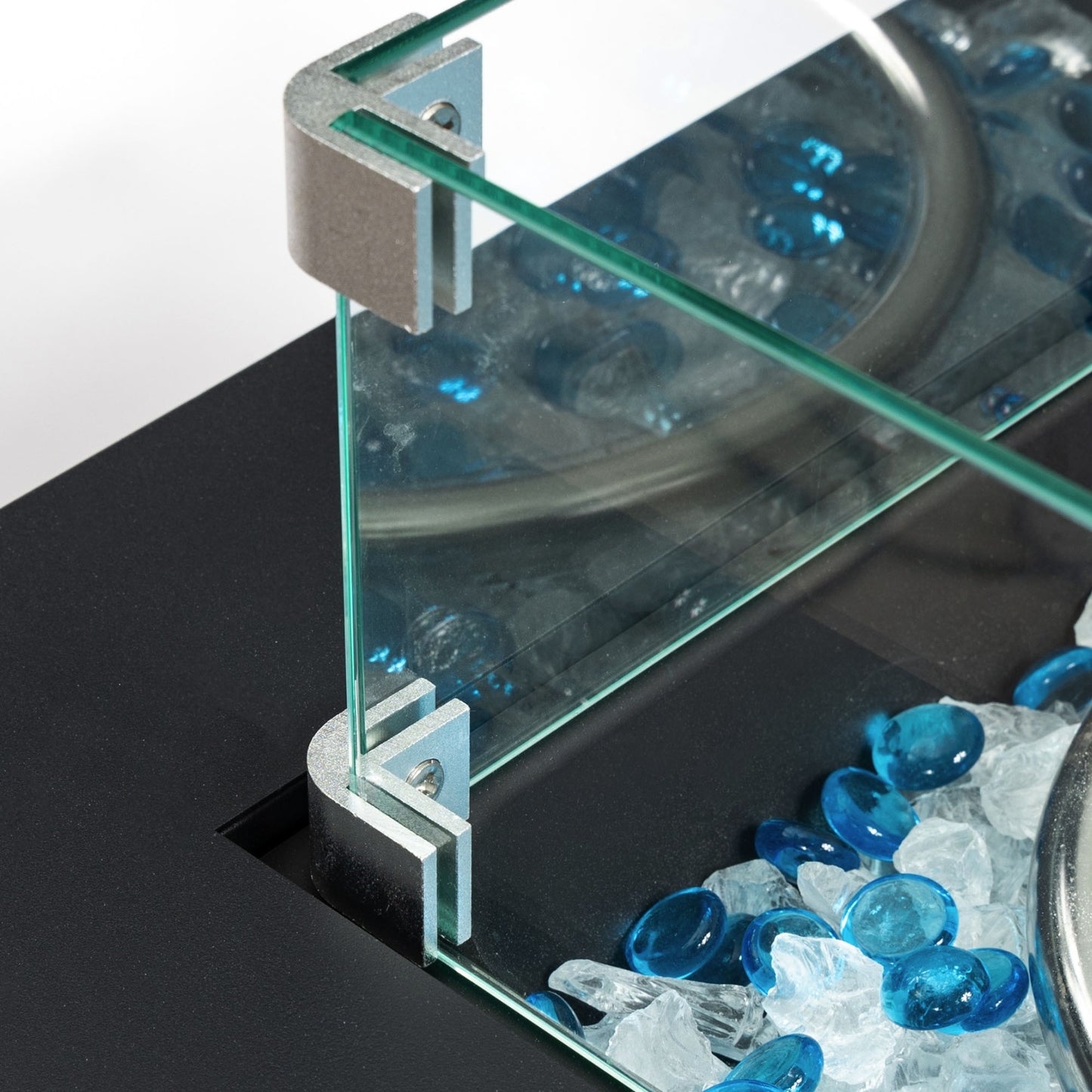 Wicker Fire Pit Column With Glass Wind Guard