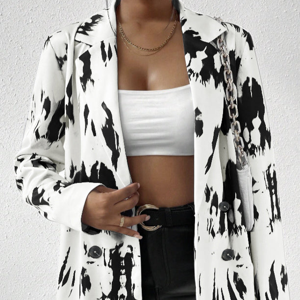 Ladies' Fashionable And Elegant Single Breasted Half Open Placket Drawing Versatile Suit Jacket