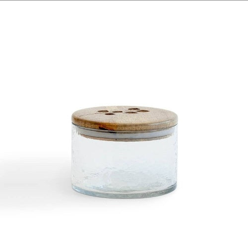 Leaf Branch Glass Jar With Wooden Lid