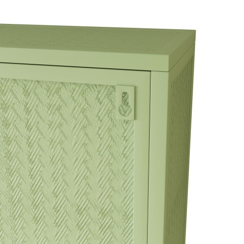 Glass Door Modern Two-door Wall Cabinet, Wall Cabinet With Characteristic Woven Pattern, Green Unavailable Platforms- Temu