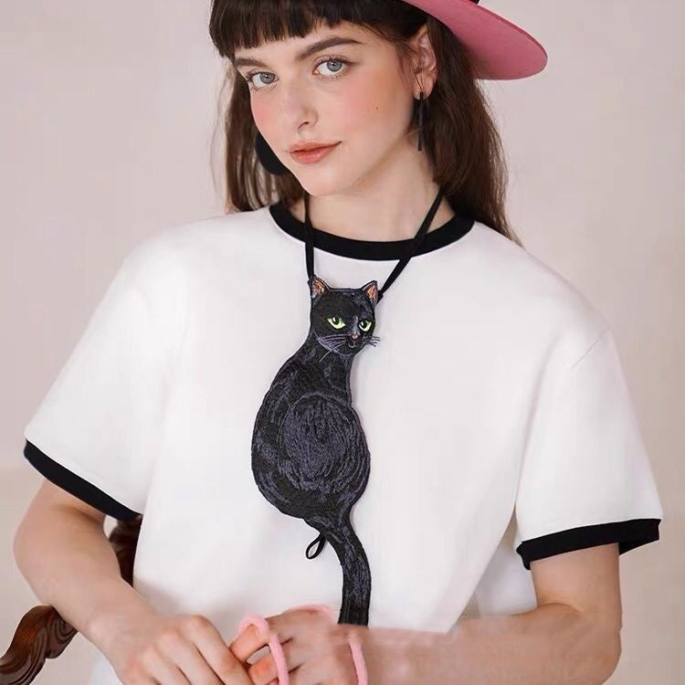 Tie Women's Black Cat Retro Minority Bow Tie