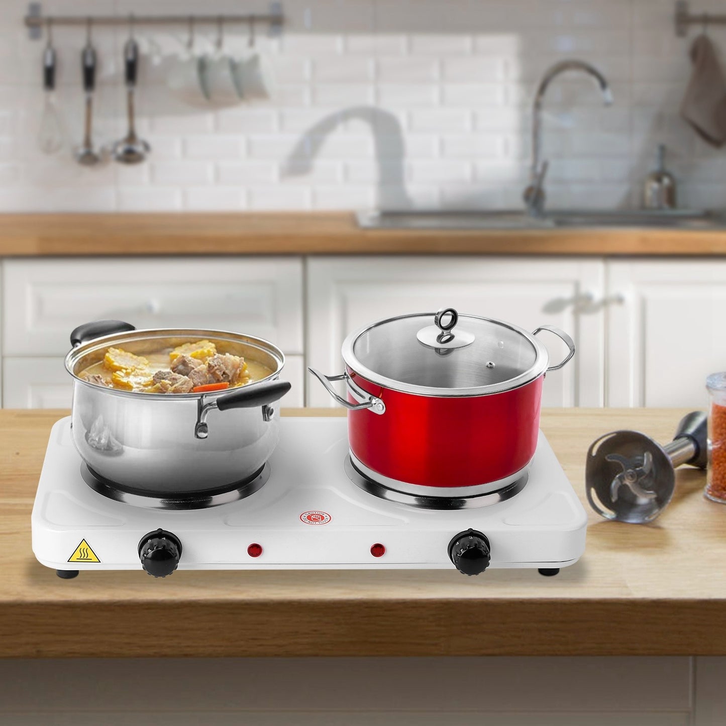 1Pc 2000W Double Electric Burner Double Hot Plate With 5 Gear Temperature Control