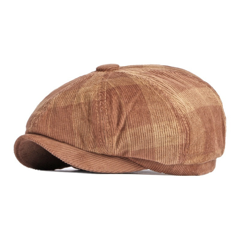Women's Warm Fashion Plaid Corduroy Beret