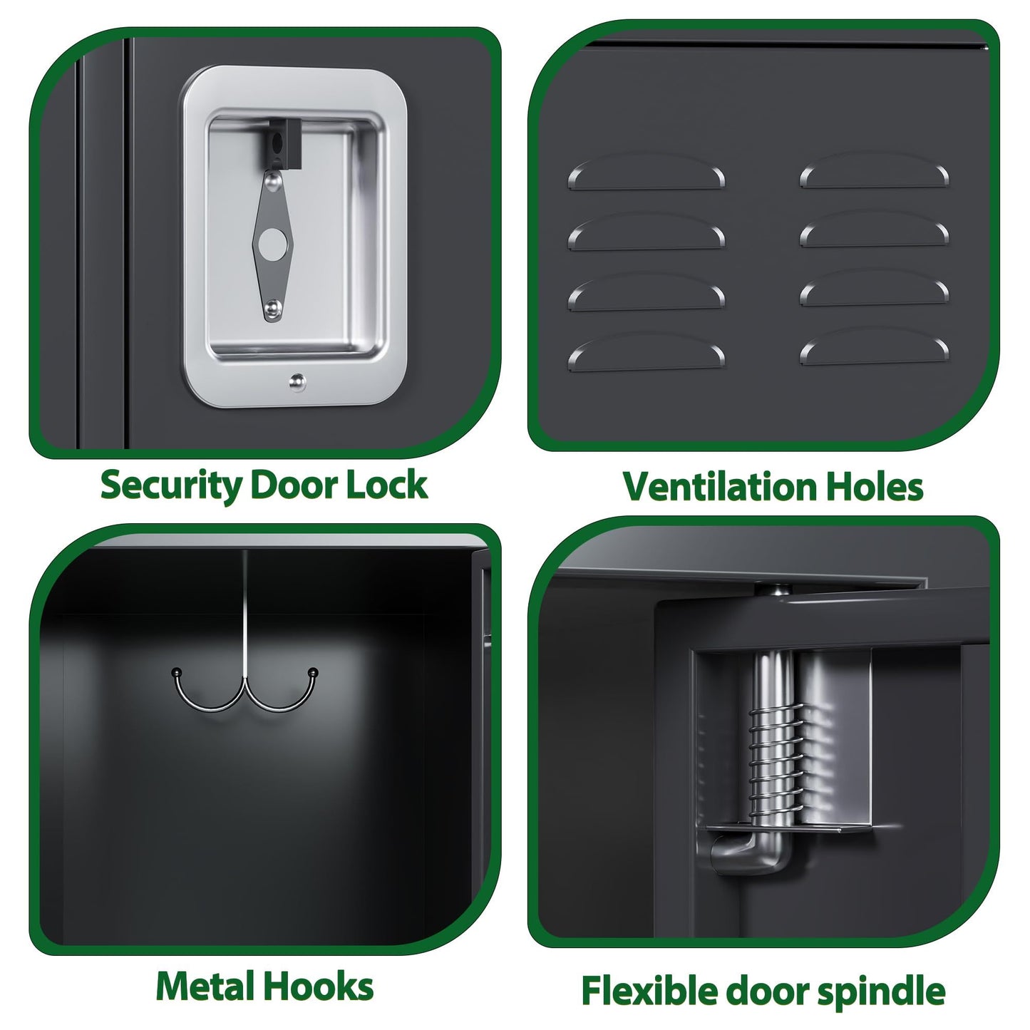 Metal Storage Locker With 3 Big Doors & 3 Small Doors, Lockers For Employees With Hooks For School Garage Office Gym Bedroom,Assembly Required,Dark Grey