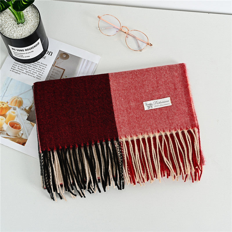 Women's Cashmere-like Plaid Tassel Scarf