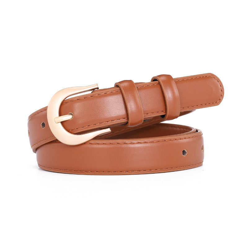 Semicircle Pin Buckle Belt Women's All-match Decorative Cow