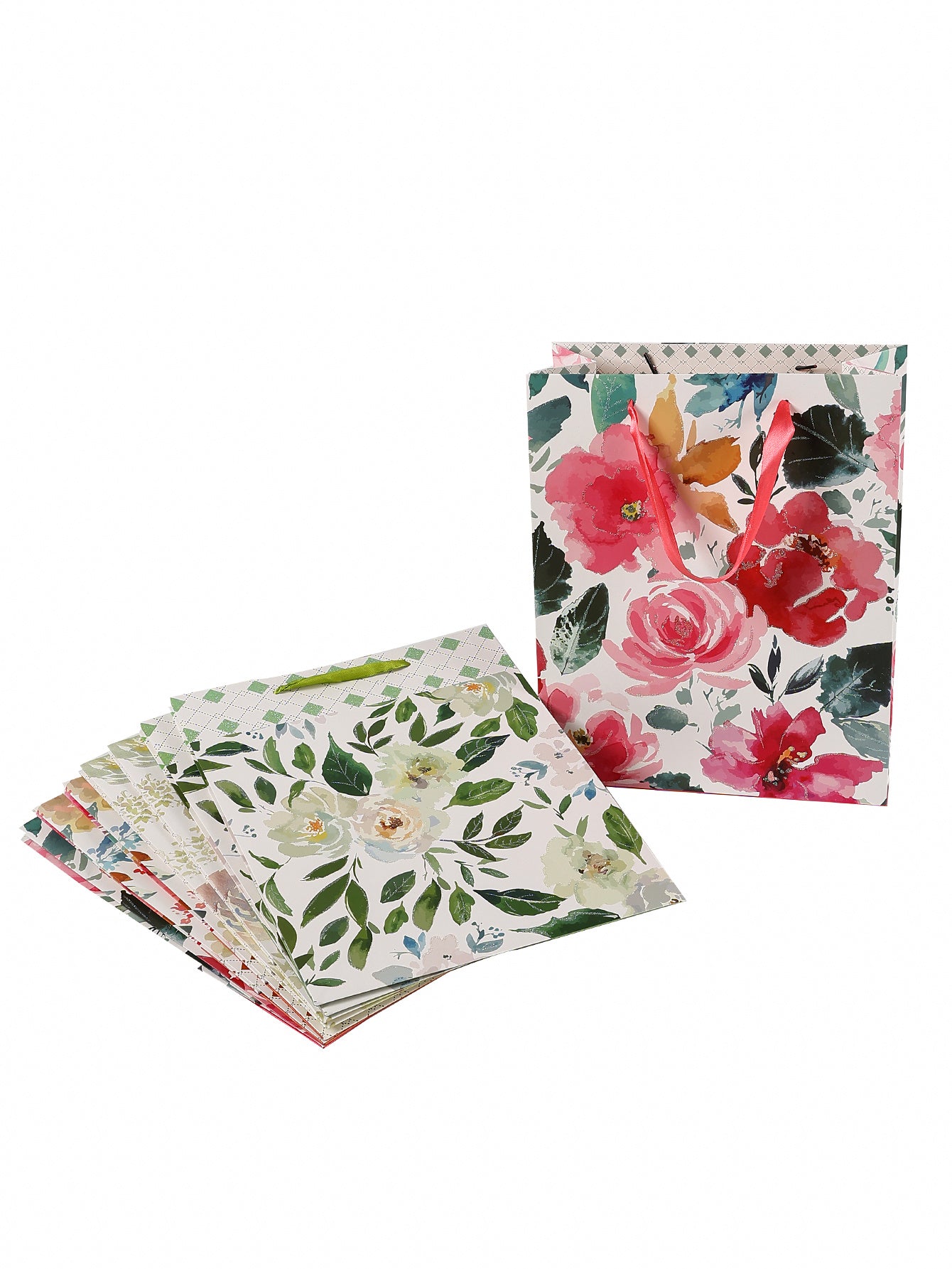 12-pack Wholesale Printed Flower Tote Gift Bags Paper Packaging For Parties And Candies