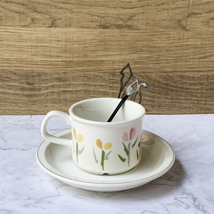 Tulip Ceramic Coffee Cup Saucer Set
