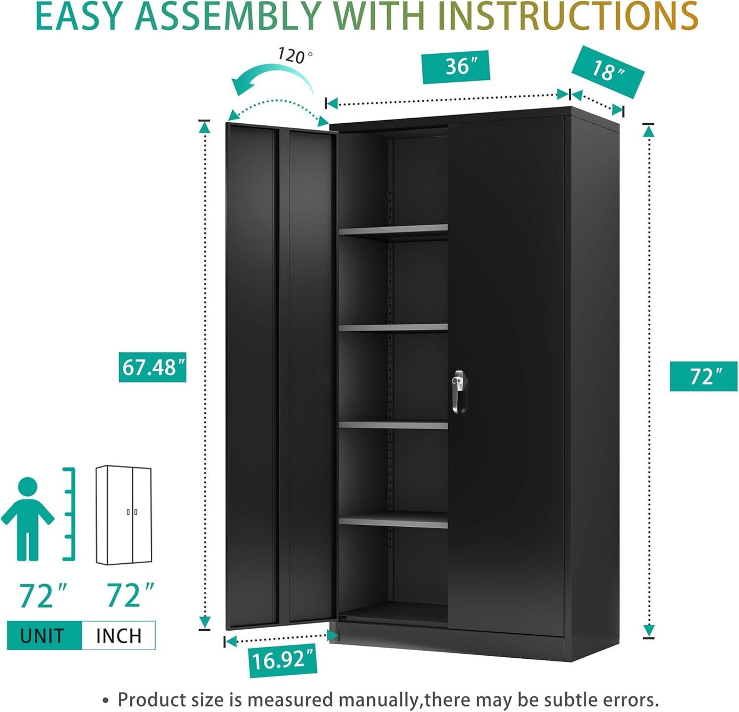 No Brands Super Large Space File Storage Cabinet, Industrial Metal Storage Cabinet,Machine Cabinet With Adjustable Shelves With Lock, Goods Display. Assembly Required