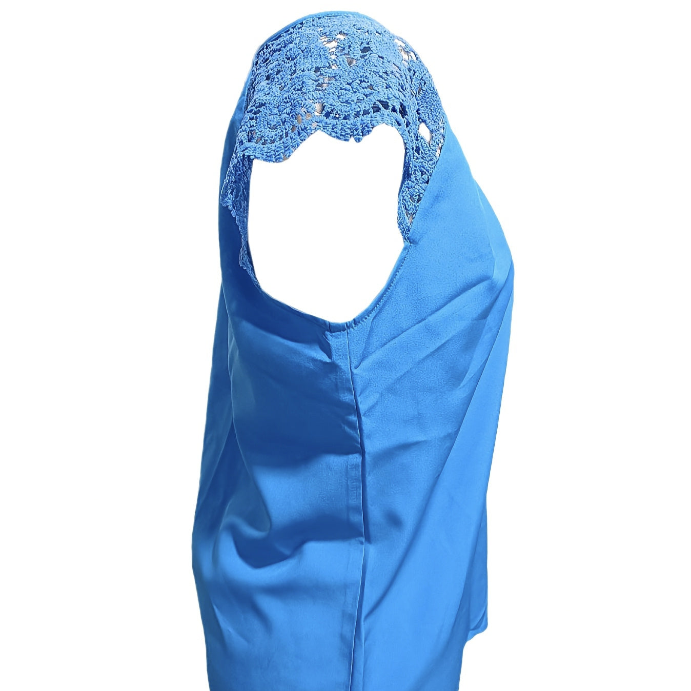 Women's Summer Top With Contrasting Lace Buttonhole Collar