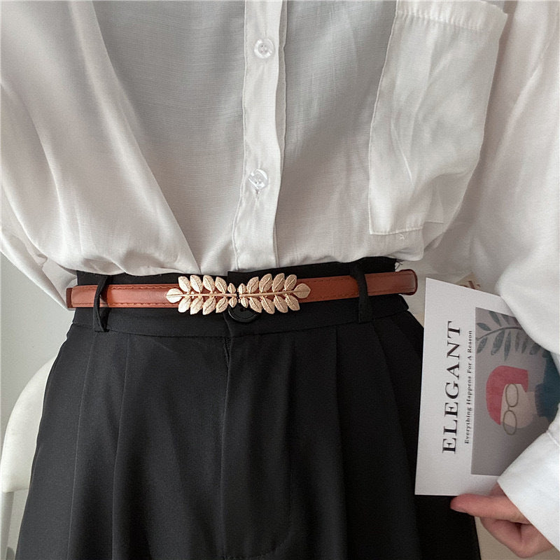 Punch-free Matte Buckle Adjustment Belt Women