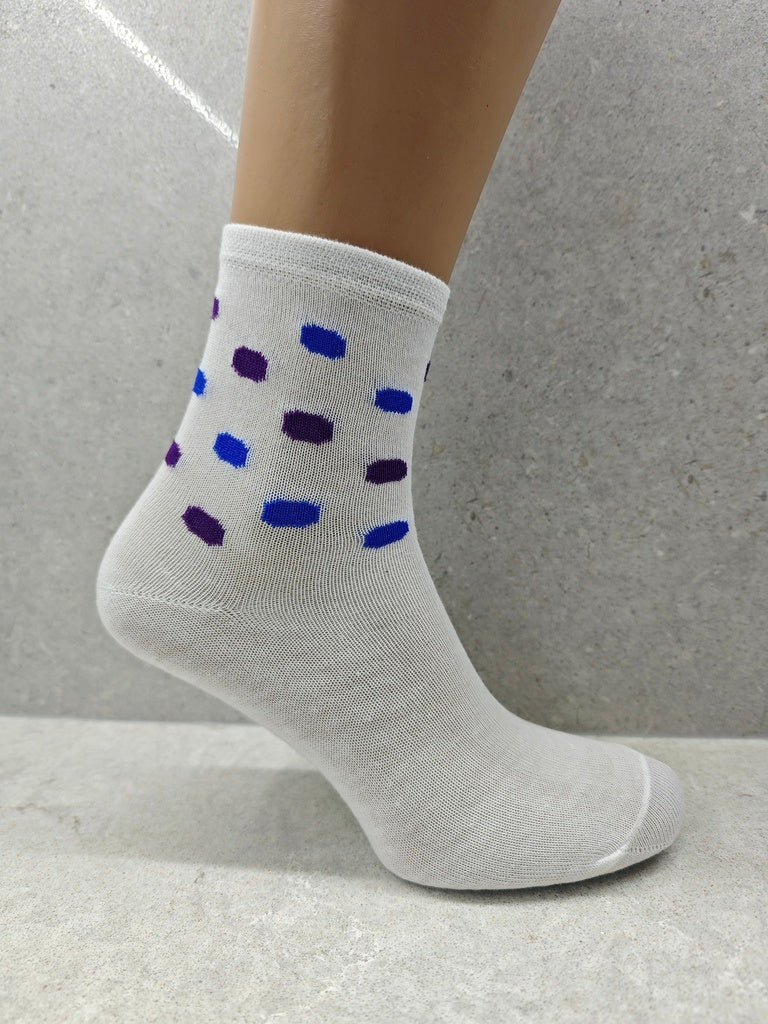 Set Of 6 12 Or 24 Pairs Womens Socks With Bubble Mix Print