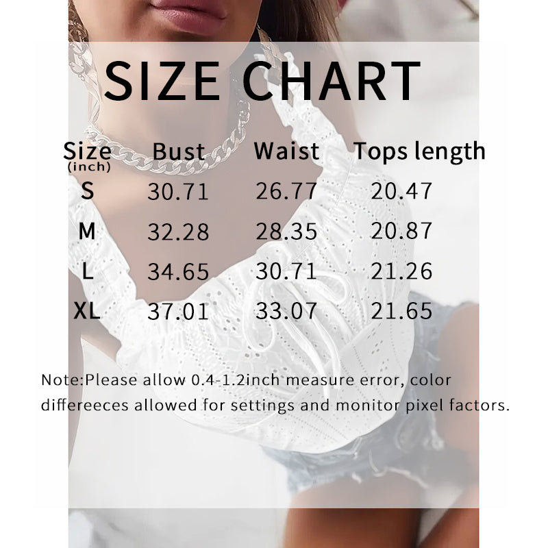 Womens Cute Sleeveless Tank Tops Frill Trim Strap Tie Knot Square Neck Eyelet Blouse