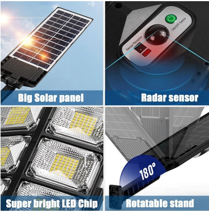 Commercial 504 LED Outdoor Dusk To Dawn Solar Street Light Road Lamp