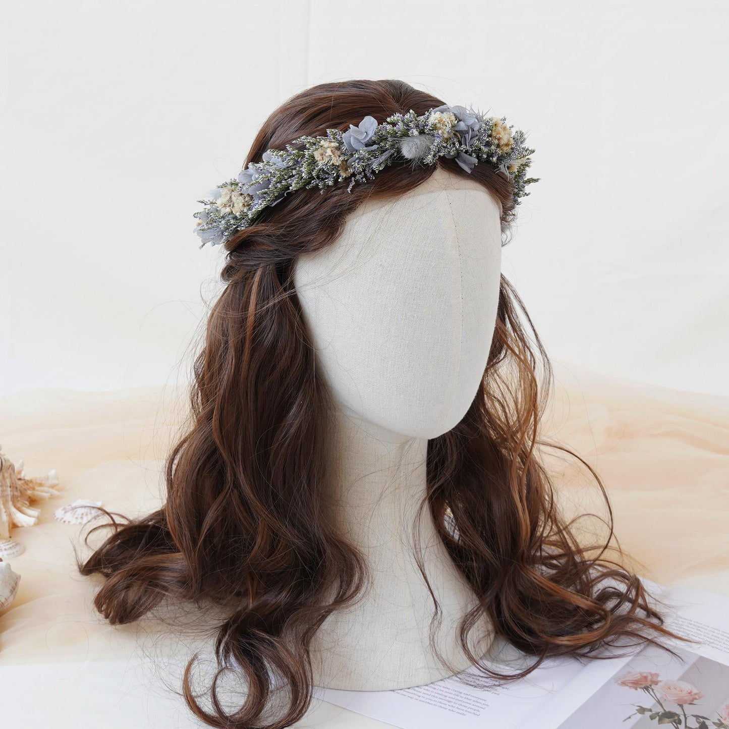 Handmade Natural Dried Flower Corsage Starry Crown Bride Wedding Party Birthday Adult Children's Headdress
