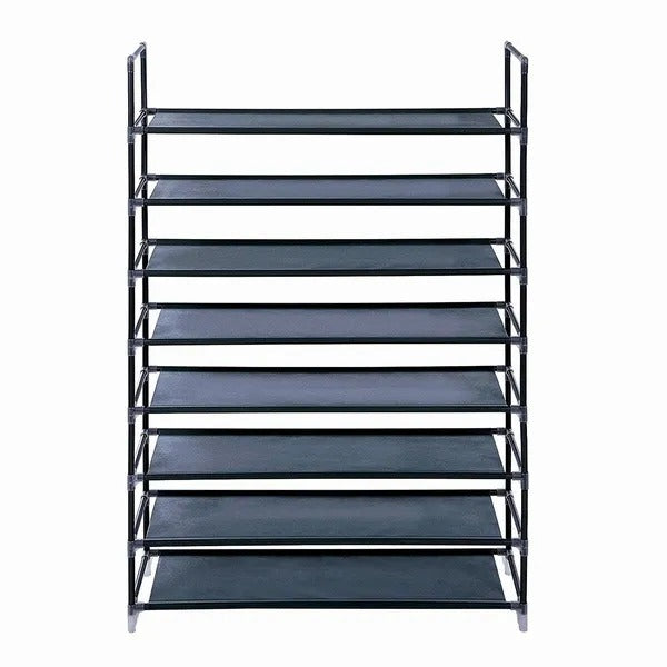 Ultra Large Capacity 8 Layers Non-woven Fabrics Steel Shoe Rack Black RT