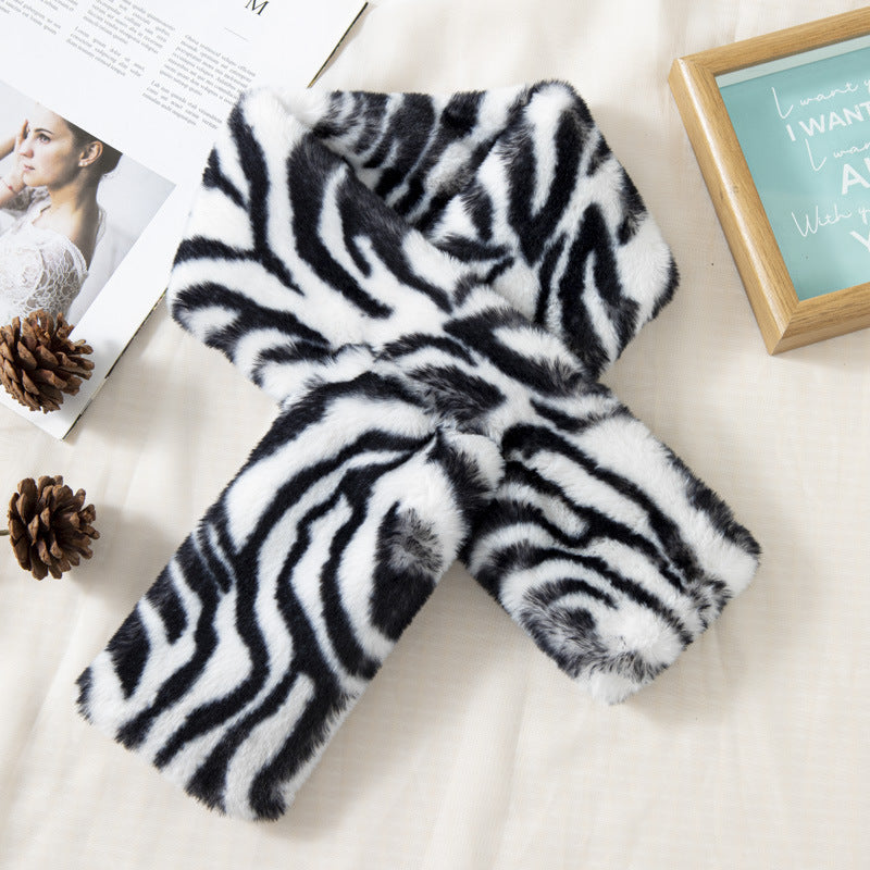 Women's Autumn And Winter Plush Thick Leopard Print Scarf