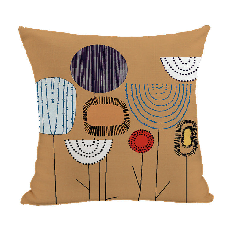 Linen Painted Ins Style Geometric Abstract Pillow Cover