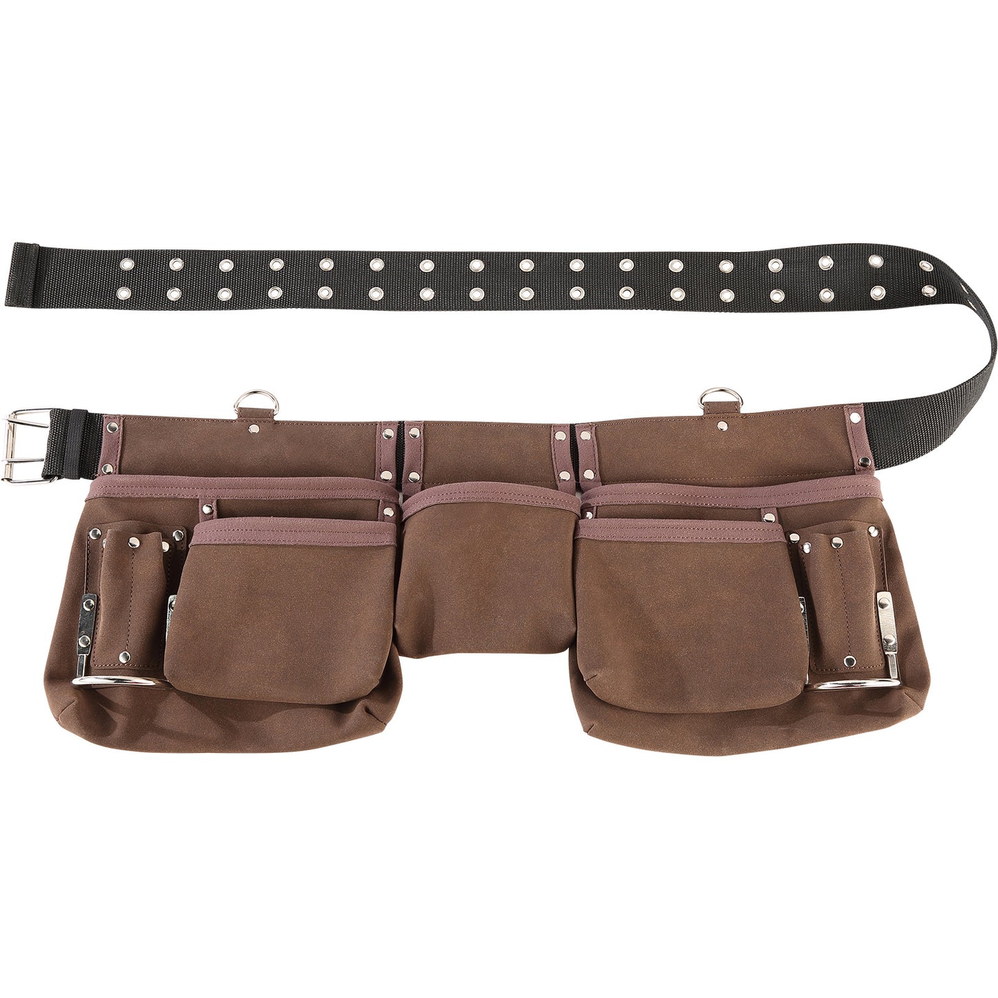 VEVOR 13 Pockets Tool Belt, Adjusts From 29 Inches To 54 Inches, Leather Heavy Duty Tool Pouch Bag With Dual Hammer Loops, Tool Bag For Electrician, Carpenter, Handyman, Construction, Framer, Brown