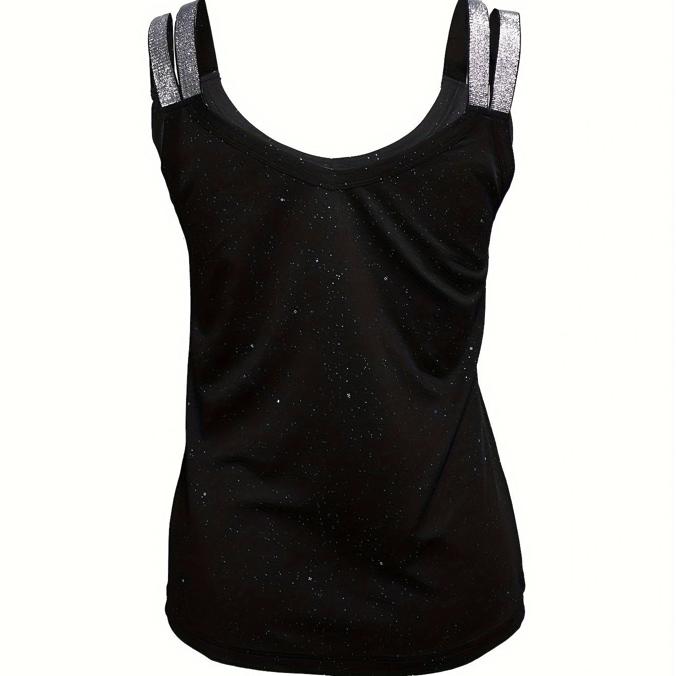 Women's Solid Color Rhinestone Shoulder Strap Sequin Camisole Top