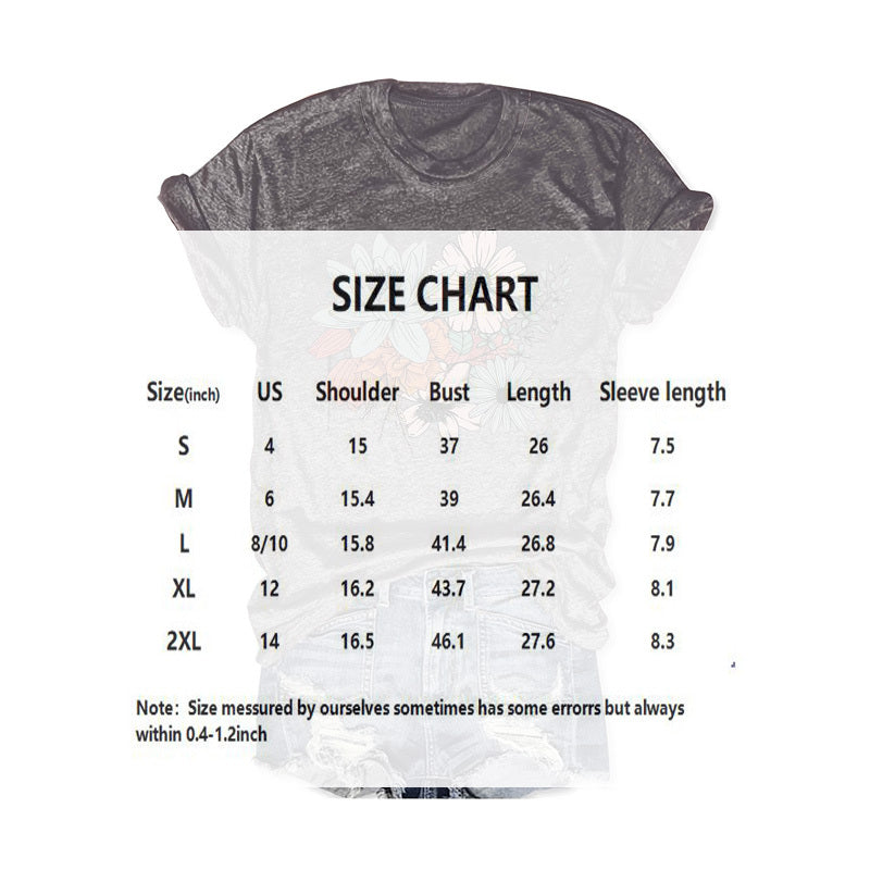 Women's Floral Print Round Neck Tee - Basic Summer Casual T-Shirt