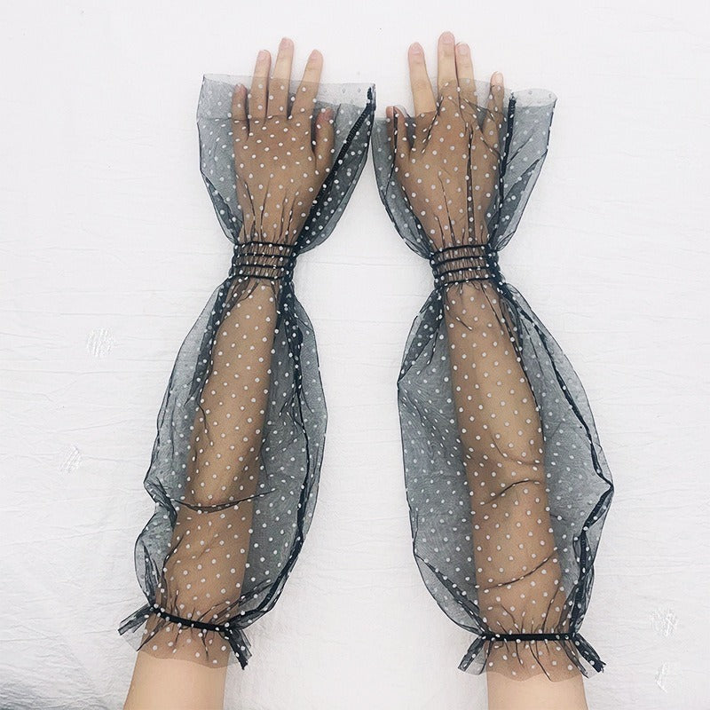 Ladies' Mesh Sun Protection Love Polka Dot Gloves