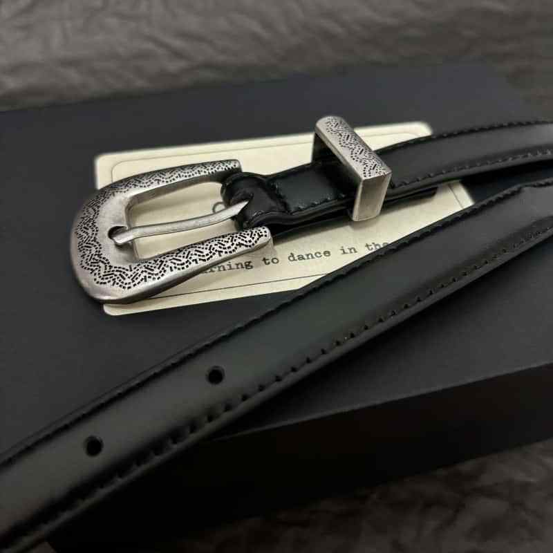 Special-interest Design Thin And Narrow Metal Carved Buckle Women's Leather Belt