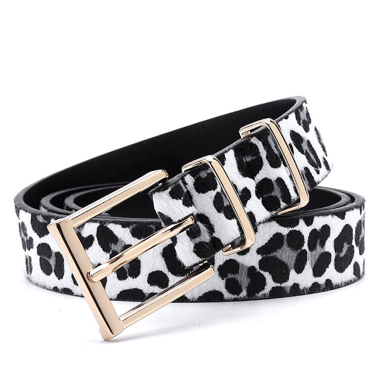 Female Ornament Creative Style Leopard Print Horse Hair Women's Belt