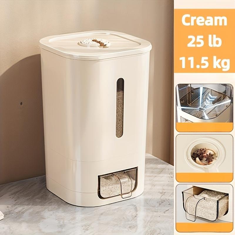Automatic Rice Dispenser With Cup, Large Capacity Moisture-proof And Insect-proof Sealed Rice Storage Container, Suitable For Rice, Grains, Flour, Pet Food And Other Kitchen Supplies, Holiday Decorati
