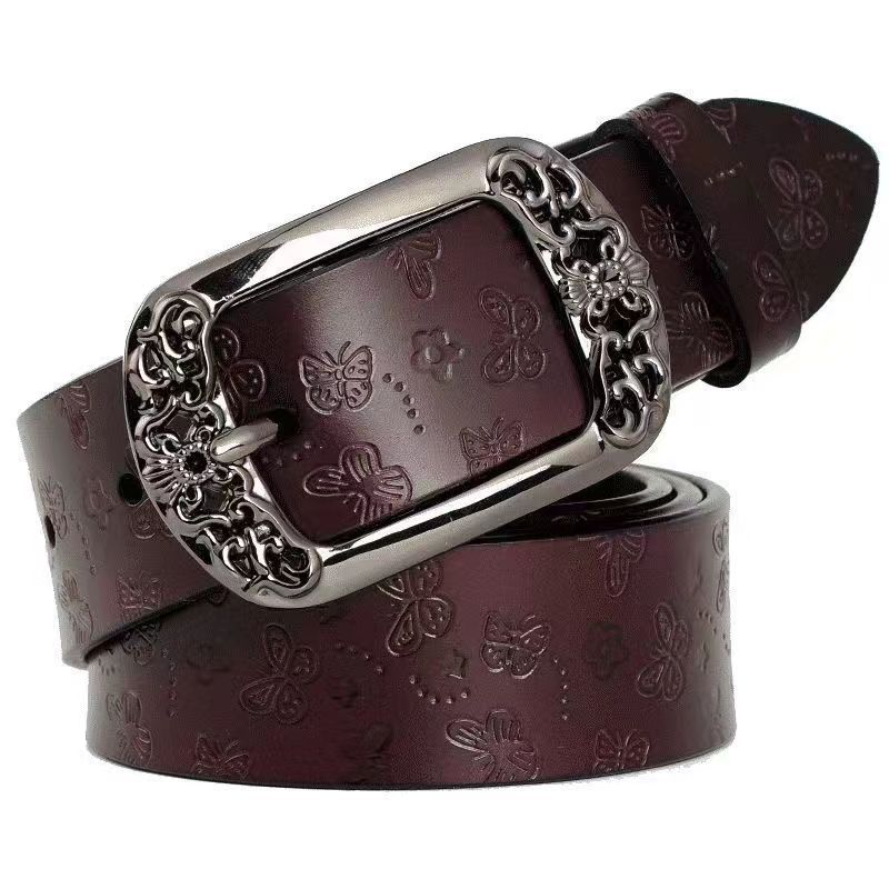 Retro Pin Buckle Printed Belt Fashion Casual Decorative Jeans Pant Belt