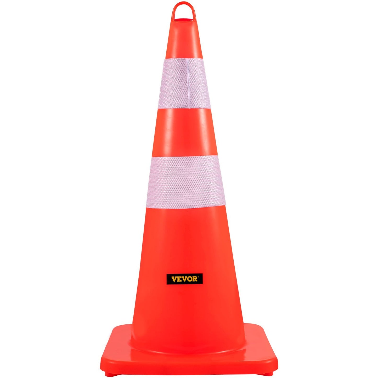 VEVOR Safety Cones, 10PCS Traffic Cones, PVC Orange Construction Cones, 2 Reflective Collars Traffic Cones With Weighted Base And Hand-Held Ring Used For Traffic Control, Driveway Road Parking