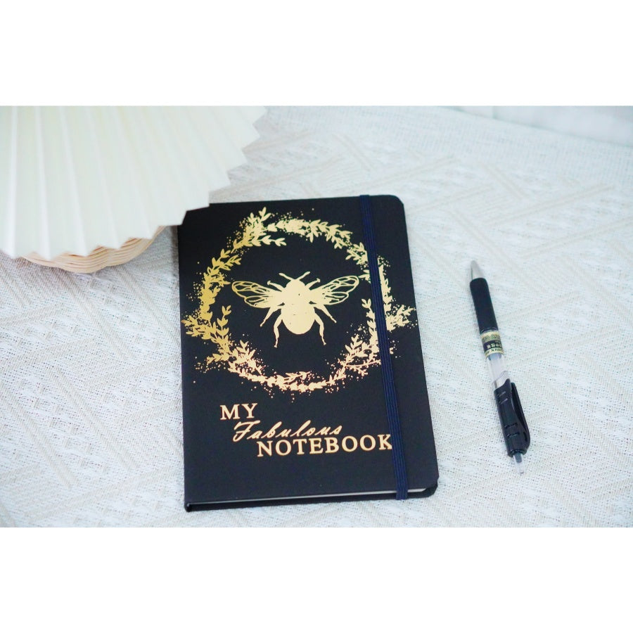 Hot Stamping Notebook Feather Pattern Elastic Band A4 Size Thread Sewing Binding Hardcover Style For Ledger Handwritten Notes