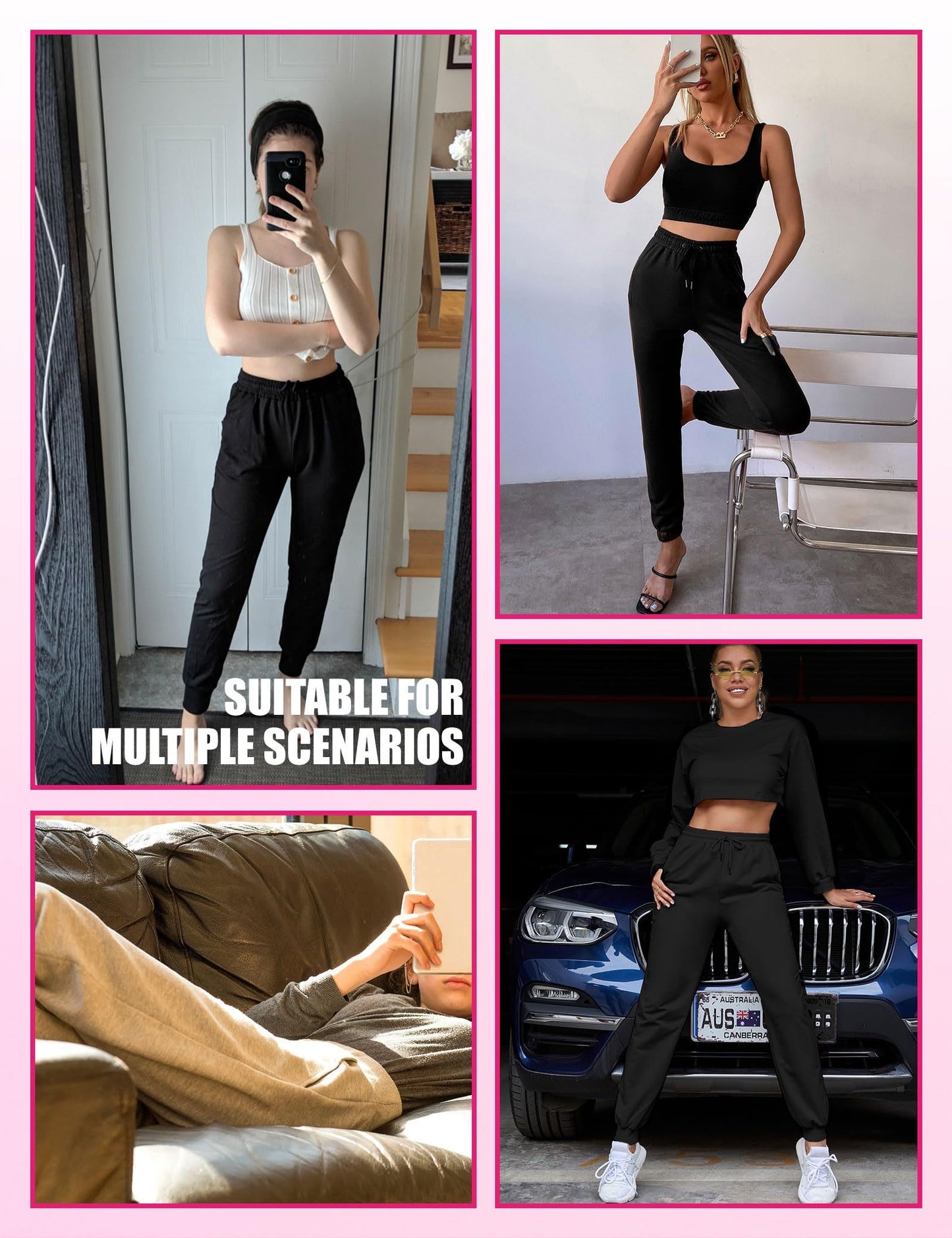 Sweatpants - 3 Pieces Of Cropped New Style Black, Blue, Dark Gray