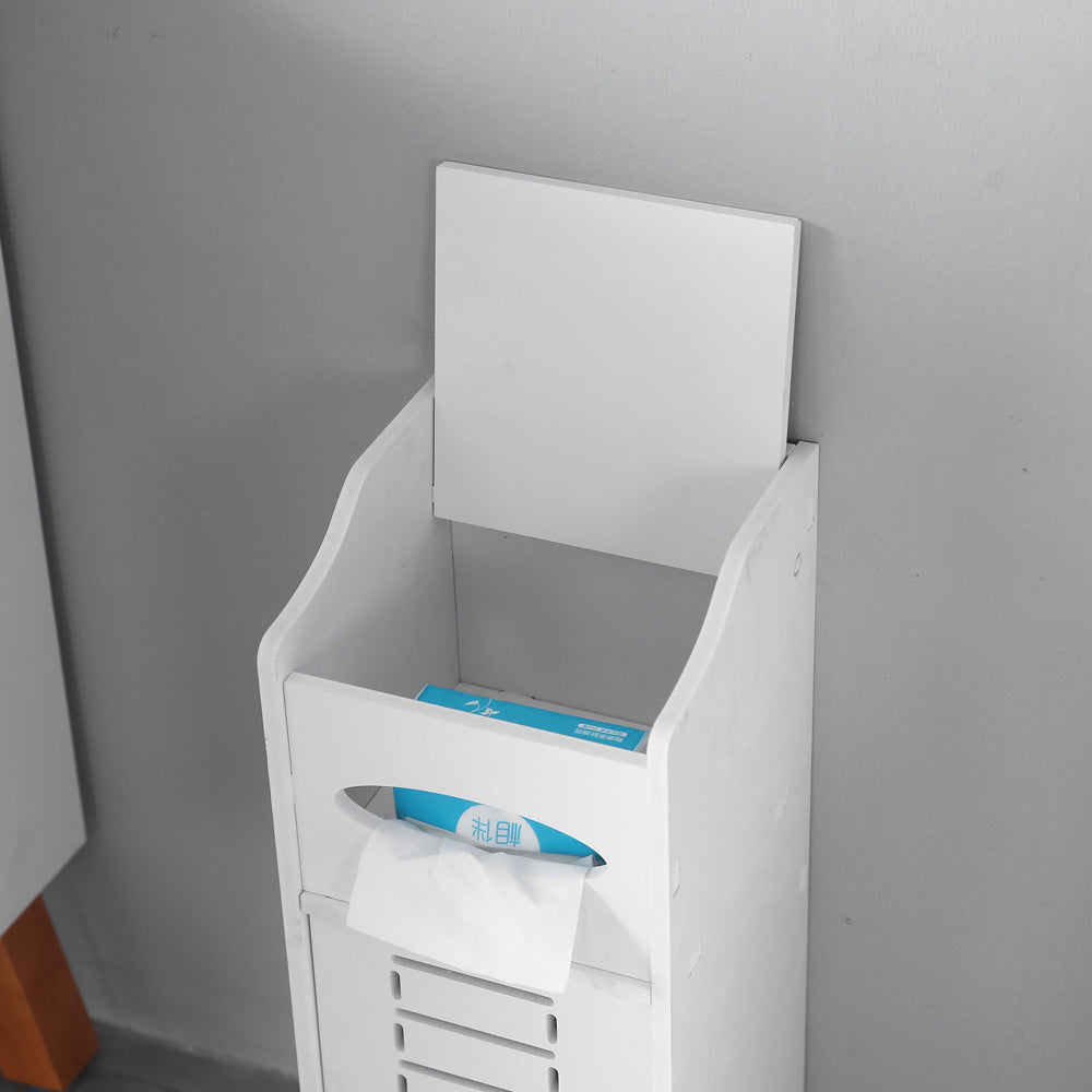21x21x55cm, White Bathroom Cabinet With Flip Cover