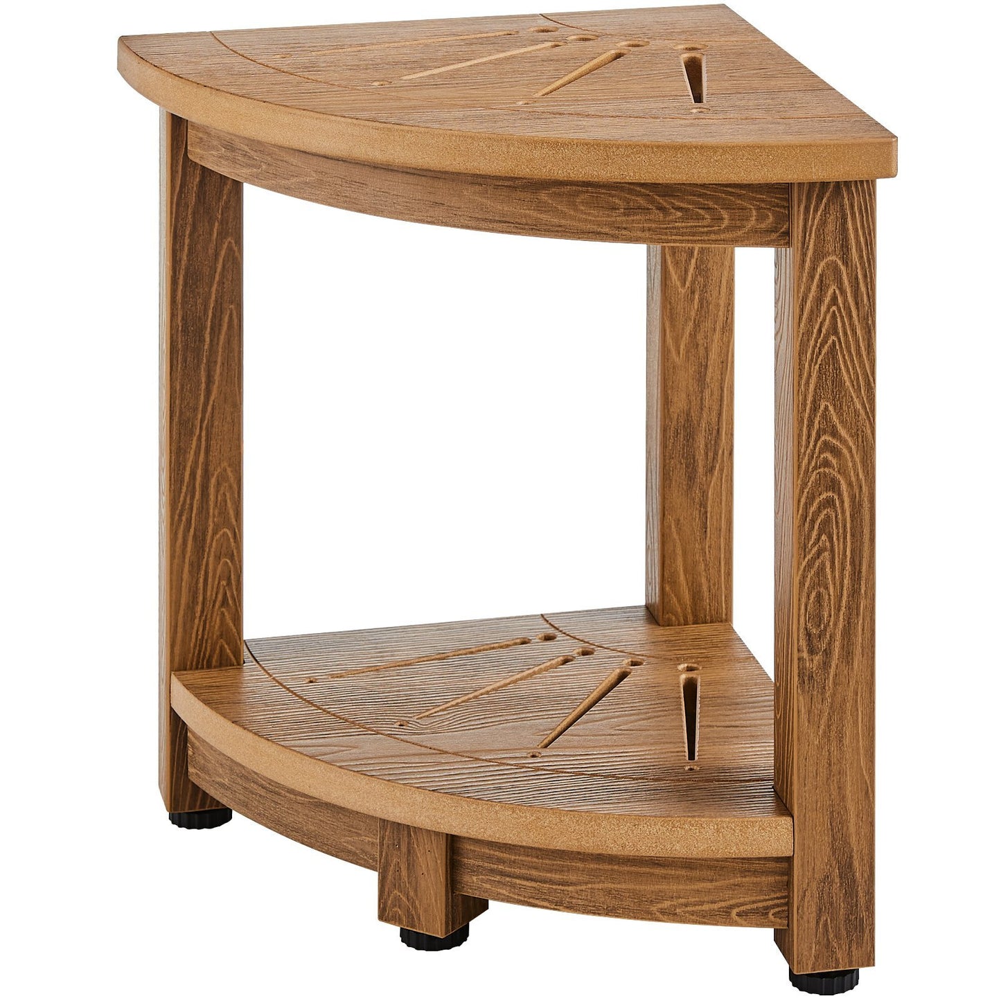 VEVOR Corner Shower Bench, Faux Wood Grain Polystyrene, 350 LBS With Storage Shelf, Water Resistant, Shower Stool For Inside & Outside Shower, For Bathroom, Living Room