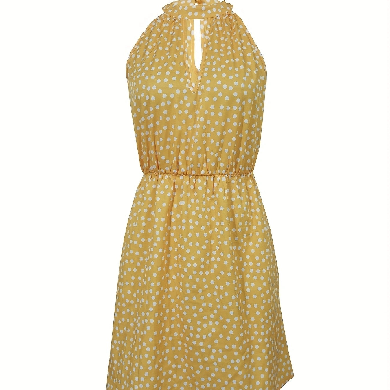 Ladies' European And American Fashion Sexy Vacation Round Neck Chest Hollow Inverted V Waist Dress