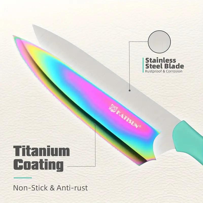Beautiful Rainbow Titanium Coated Kitchen Knife Set