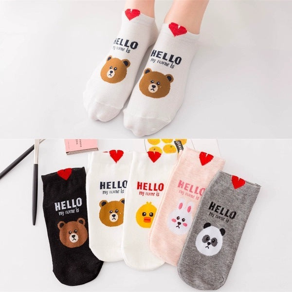 Short Cartoon Cat Head Spring And Summer Sweet Cotton Socks