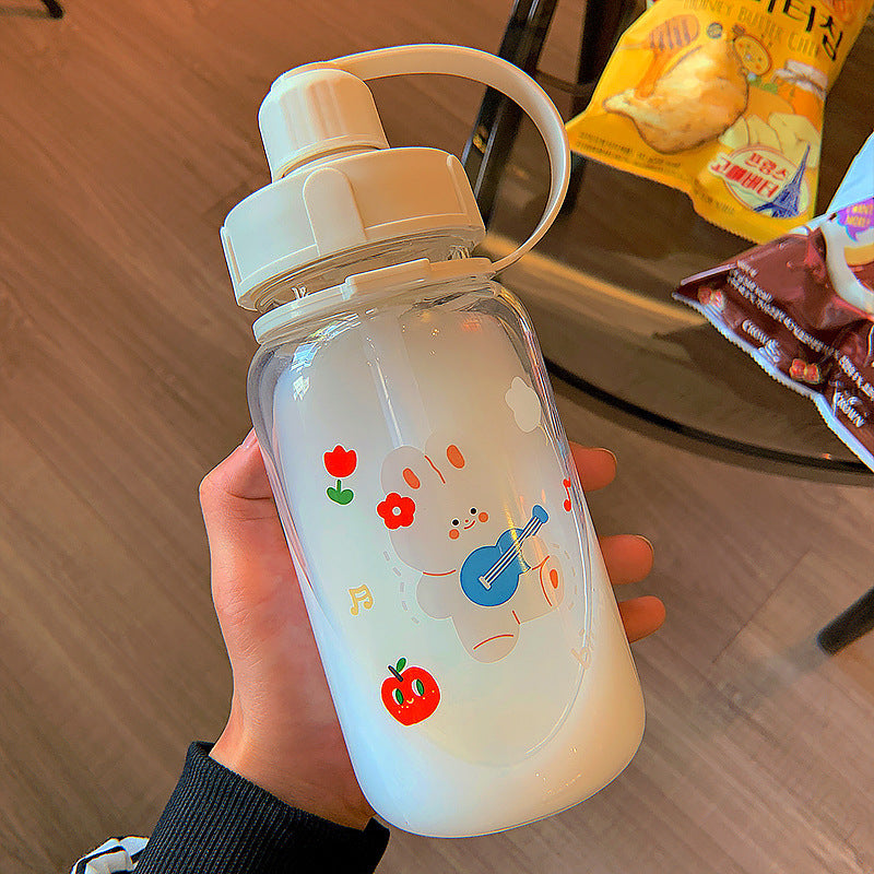 Cute Cartoon Transparent Glass Student Girl Heart Korean Version Ins Wind Portable Heat-resistant Milk Cup