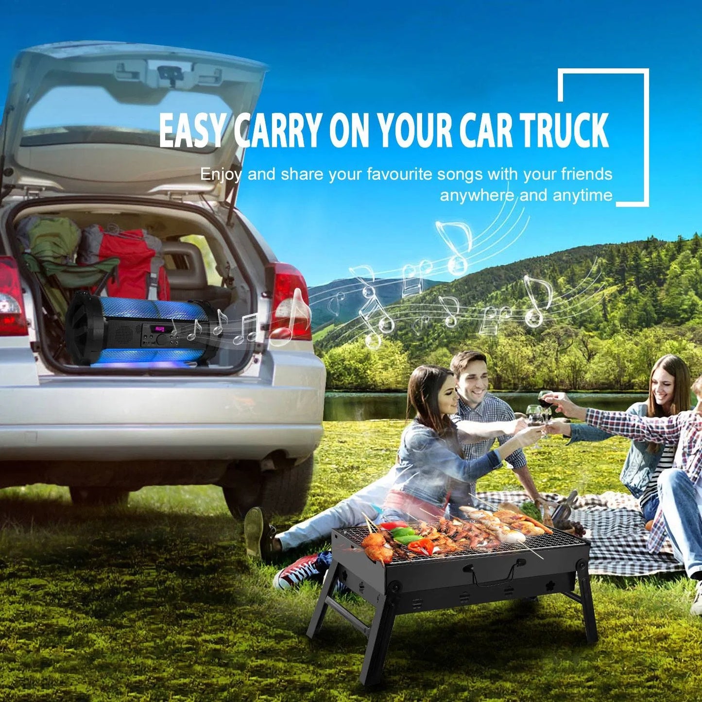 Portable BBQ Grill Foldable Charcoal Grill Lightweight Smoker Grill For Camping Picnics Garden Grilling